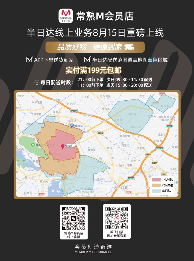 大潤發(fā)常熟M會員店開通半日達(dá)，服務(wù)覆蓋近1100個社區(qū)